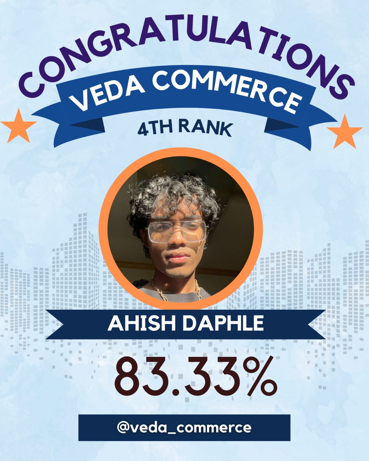 AHISH DAPHLE 4th Rank