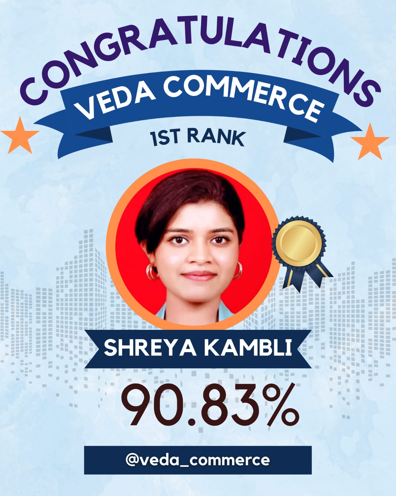 SHREYA KAMBLI COMMERCE VEDA 1st Rank